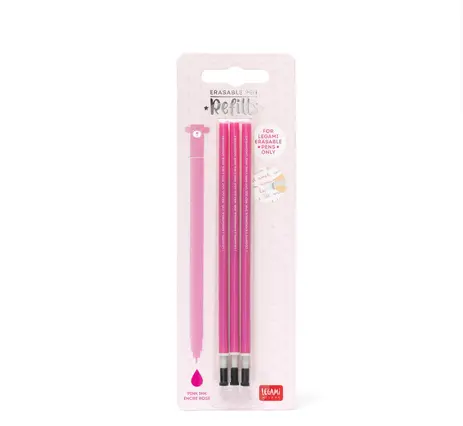 3 Recharges Stylo Effaçable Rose, Legami