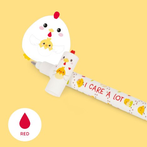 Stylo à Encre Gel Effaçable Poule Rouge, Legami – Image 3