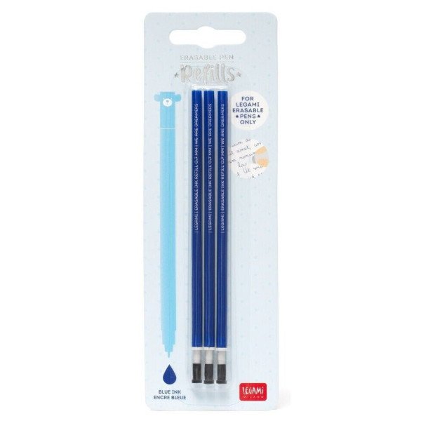 Recharge Stylo à Encre Gel Effaçable Bleu, Legami