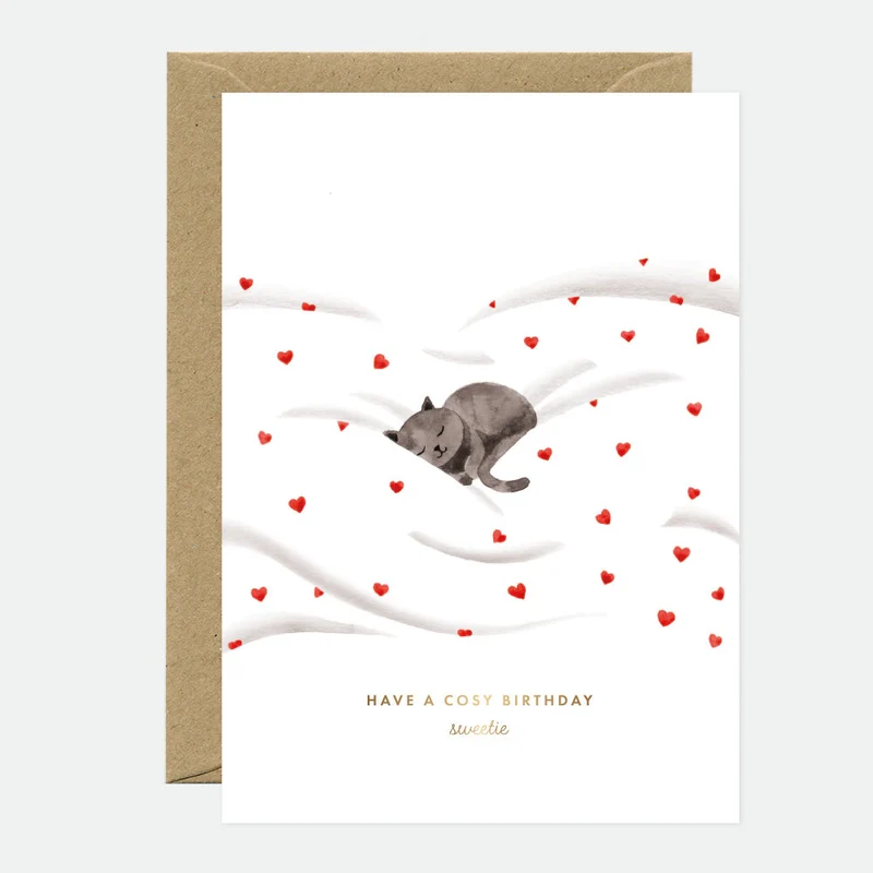 Carte d'Anniversaire Cosy Cat, ATWS