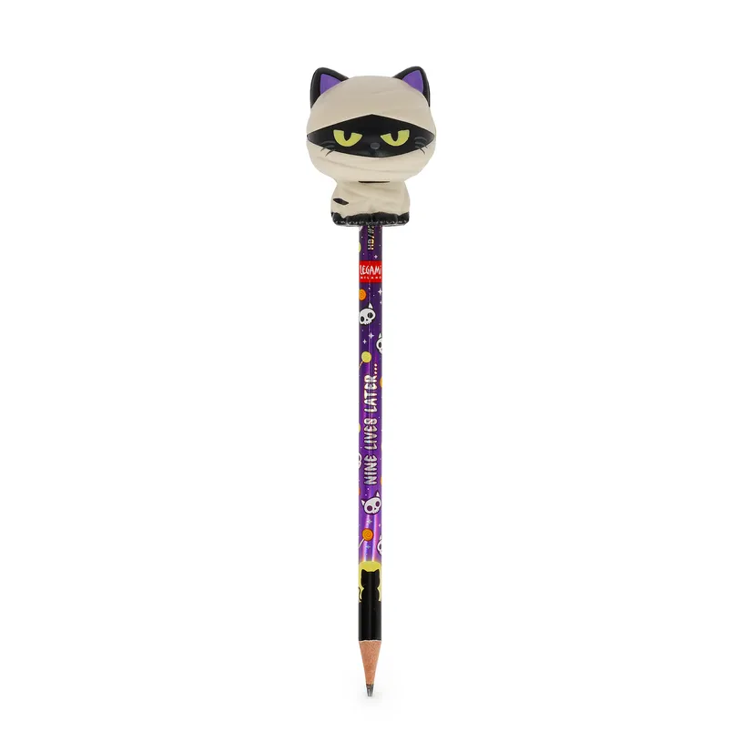 Crayon à Papier avec Figurine Anti-Stress Chat Momie Halloween, Legami