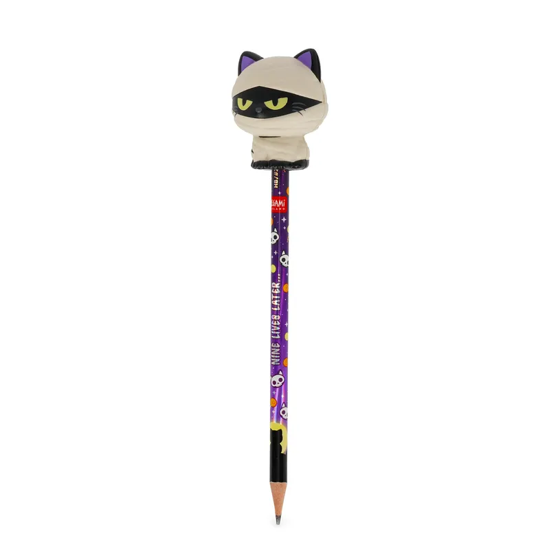 Crayon à Papier avec Figurine Anti-Stress Chat Momie Halloween, Legami – Image 2