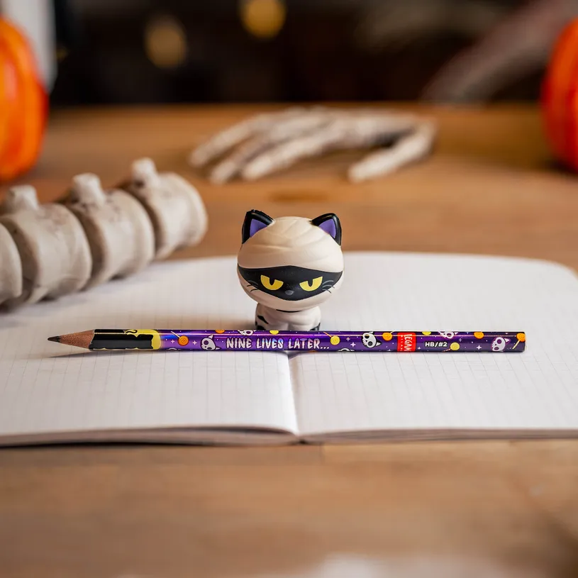 Crayon à Papier avec Figurine Anti-Stress Chat Momie Halloween, Legami – Image 4