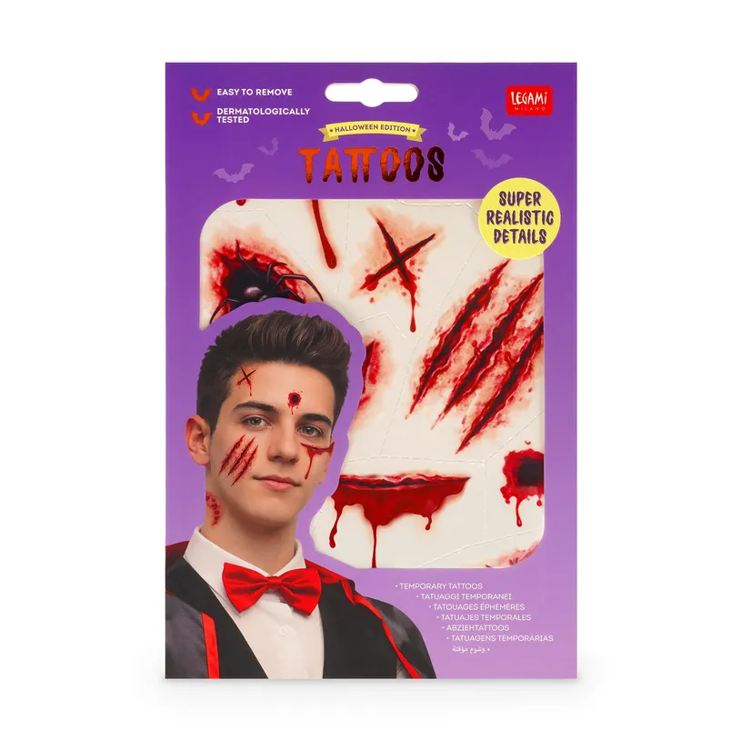 Tatouages Éphémères Scar Halloween, Legami