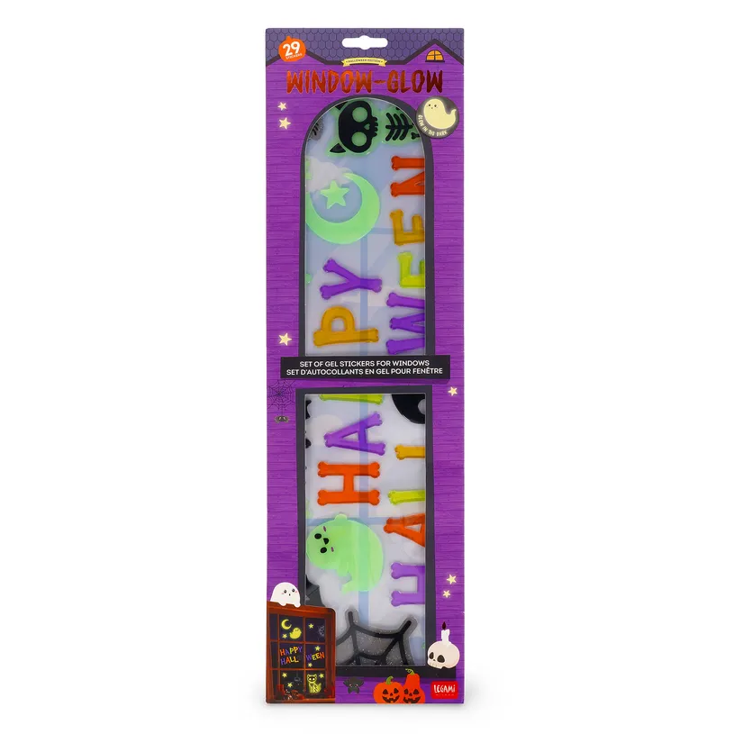 Set d’Autocollants en Gel pour Fenêtre Large Halloween, Legami