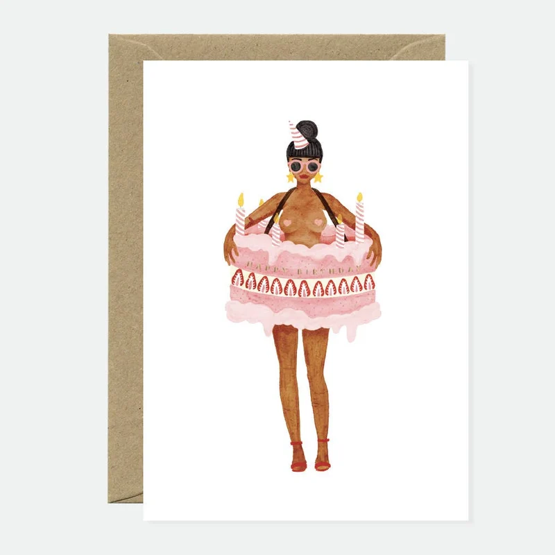 Carte d'Anniversaire Fille dans le Gâteau, ATWS