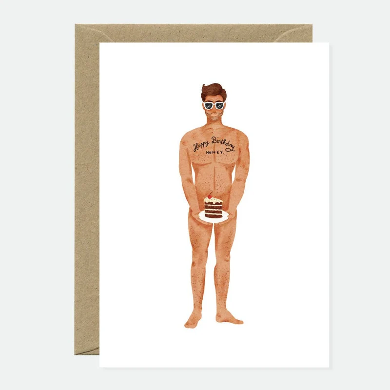 Carte d’Anniversaire « Homme avec un Gâteau », ATWS