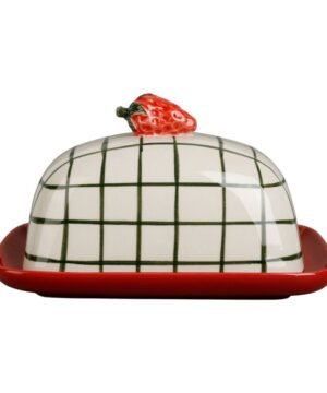 Beurrier Fraise Kitchfun Rouge + Vert 19 x 13,5 x 11 cm, Yliades