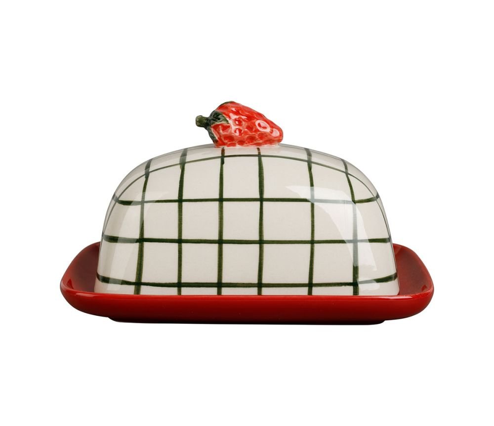 Beurrier Fraise Kitchfun Rouge + Vert 19 x 13,5 x 11 cm, Yliades