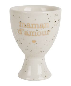 Coquetier Maman Amour Bonheur Étoile Blanc moucheté, Yliades