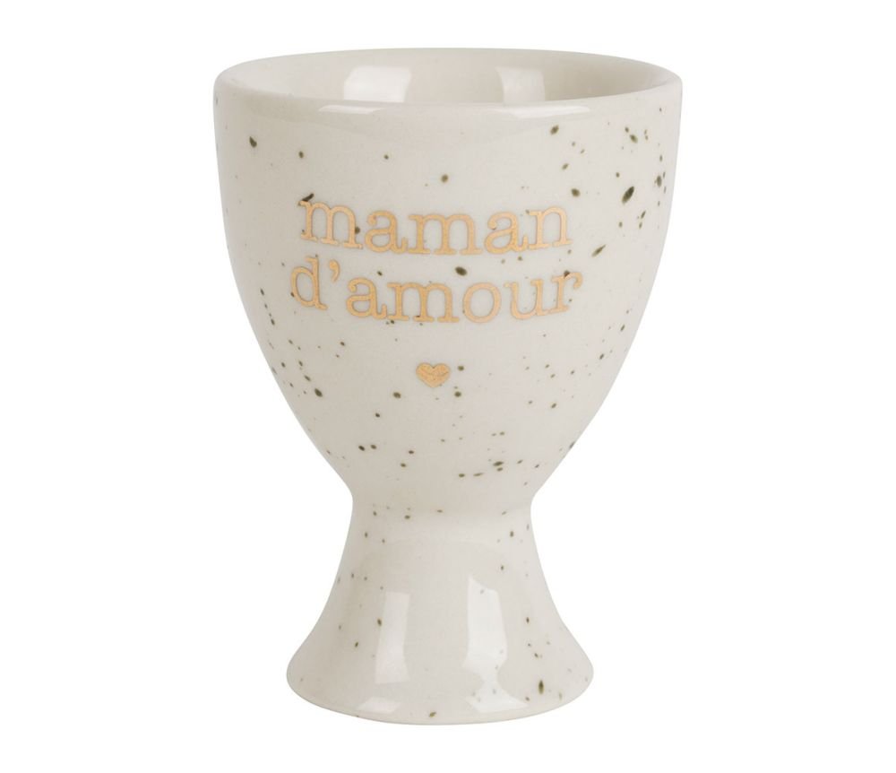 Coquetier Maman Amour Bonheur Étoile Blanc moucheté, Yliades
