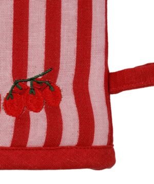Lot de 2 Gants de Cuisine Brodés Kitchfun Rose + Rouge, Yliades – Image 4