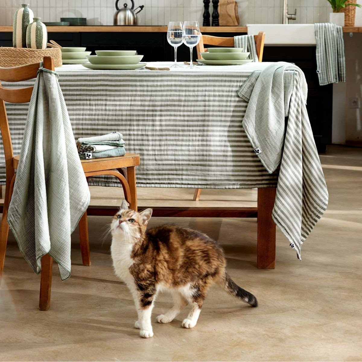 Nappe Romie Romarin 150 x 250 cm Double Gaze de Coton, L’Effet Papillon – Image 2