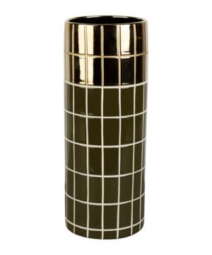 Vase Cylindre Karoz Kaki + Doré 11,5 x 30 cm, Yliades