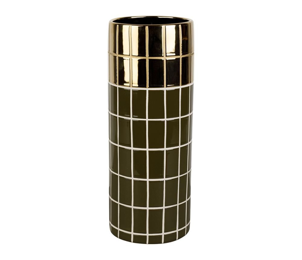Vase Cylindre Karoz Kaki + Doré 11,5 x 30 cm, Yliades