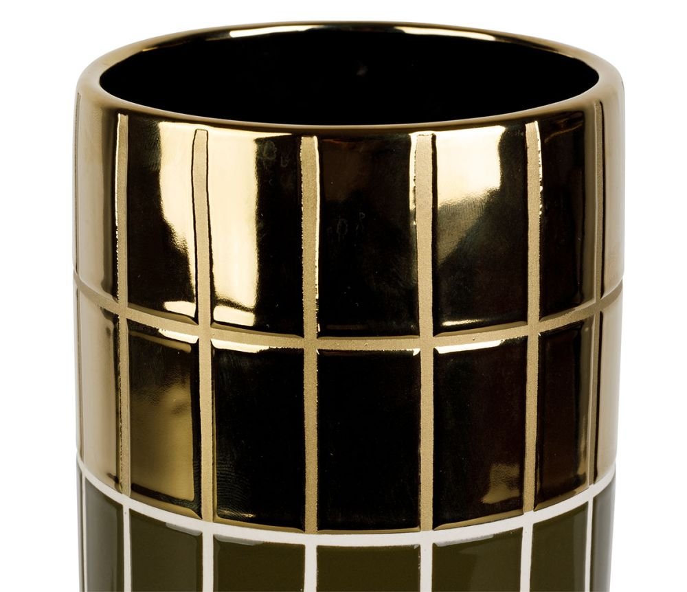 Vase Cylindre Karoz Kaki + Doré 11,5 x 30 cm, Yliades – Image 2
