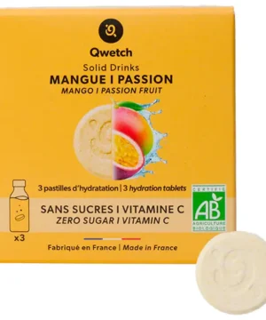 Solid Drinks Mangue-Passion Bio – 3 Pastilles d’Hydratation, Qwetch