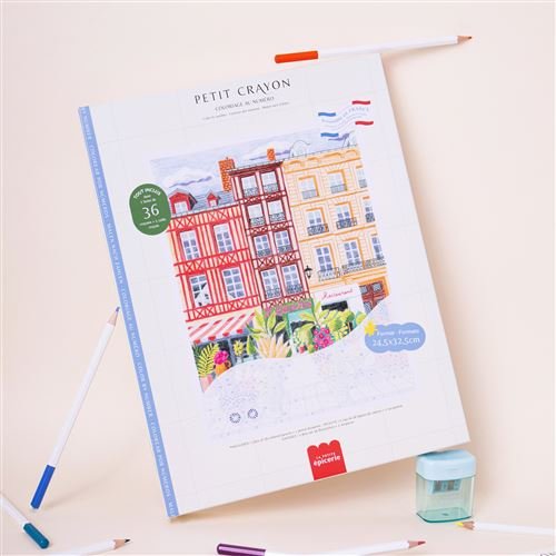 Coffret Coloriage au Numéro Petit Crayon Façades Place aux Fleurs, La Petite Epicerie – Image 3