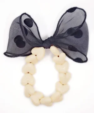 Bracelet Beige & Maxi Nœud Noir à Pois, Gaga