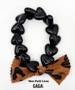 Bracelet GAGA x Mon Petit Léon Noir Maxi Nœud Léopard, Gaga