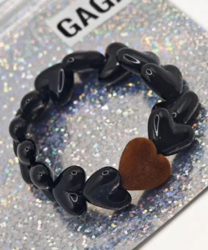 Alternative view of Bracelet Noir & Cœur Velours Marron, Gaga