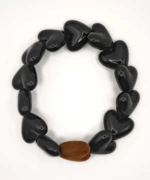 Bracelet Noir & Cœur Velours Marron, Gaga