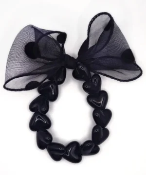 Bracelet Noir & Maxi Nœud Noir à Pois, Gaga