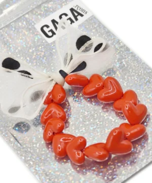 Alternative view of Bracelet Rouge & Maxi Nœud Beige à Pois, Gaga