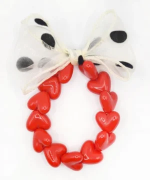 Bracelet Rouge & Maxi Nœud Beige à Pois, Gaga