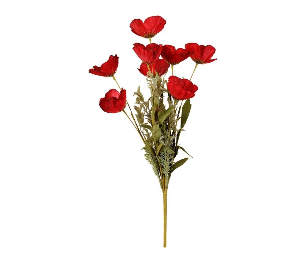 Bouquet Coquelicot Champêtre Rouge H53 cm, Yliades