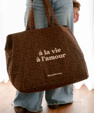 Cabas XXL Léopard foncé A la vie à l'amour, Mon Petit Léon