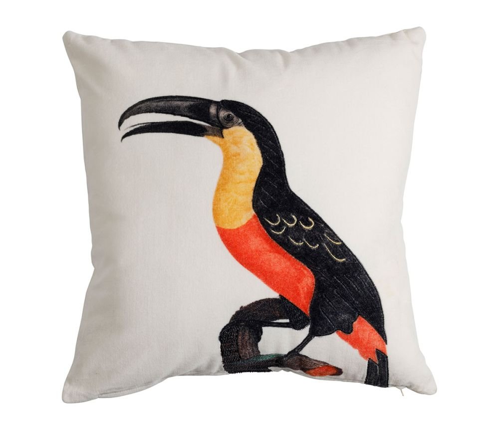 Coussin Brodé Faune Jaune Noir Orange 45 x 45 cm, Yliades