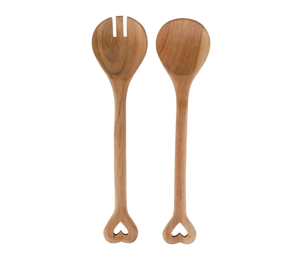 Couverts à Salade Cœur x2 Dalbert L30 cm Acacia, Yliades