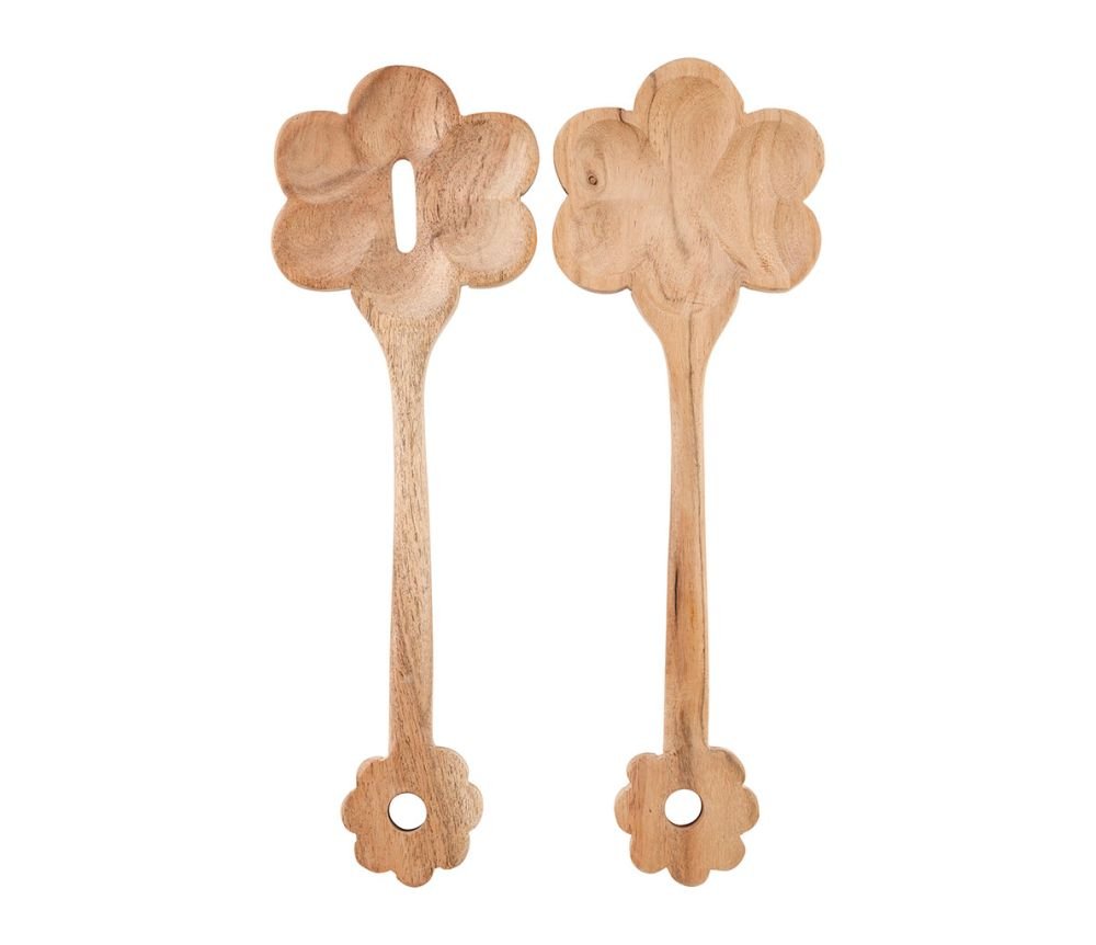 Couverts à Salade Fleur x2 Dalbert Naturel L31 cm, Yliades