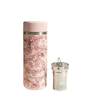 Théière Isotherme Flowers Pastel Rose 400 ml avec Infuseur Inox, Qwetch
