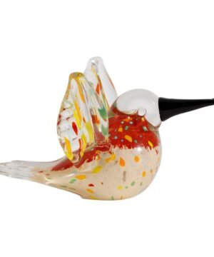 Déco Colibri Oiseau Rouge Beige 14 x 11 x H9 cm, Yliades