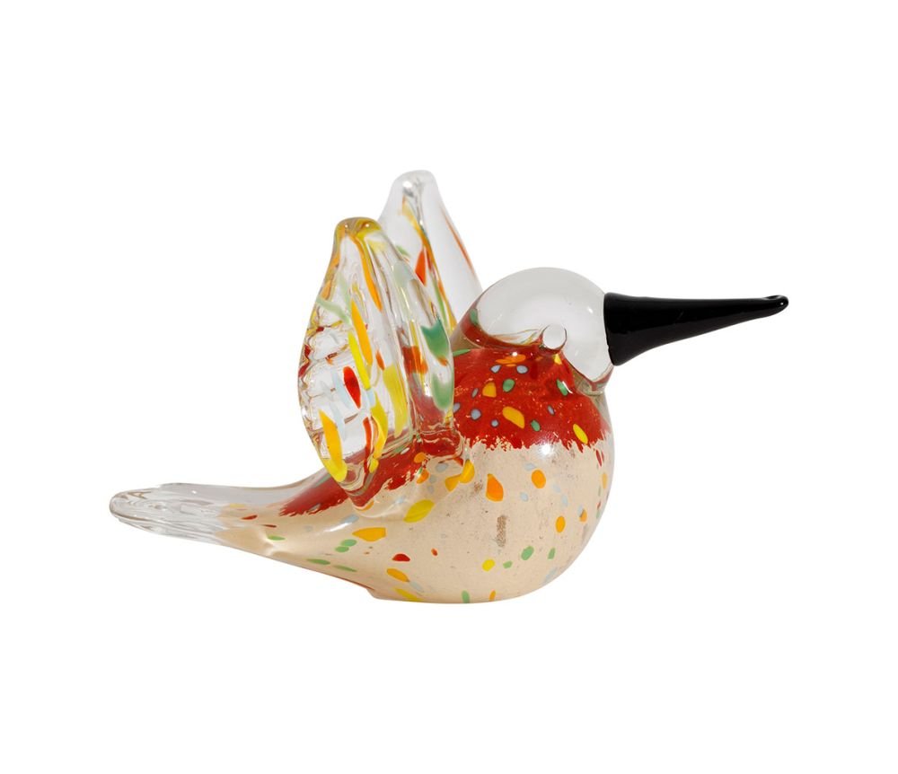 Déco Colibri Oiseau Rouge Beige 14 x 11 x H9 cm, Yliades