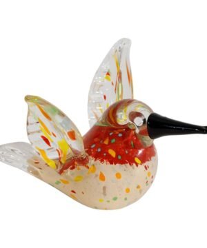 Déco Colibri Oiseau Rouge Beige 14 x 11 x H9 cm, Yliades – Image 3