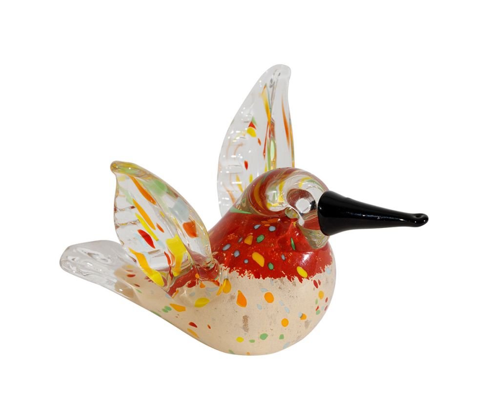 Déco Colibri Oiseau Rouge Beige 14 x 11 x H9 cm, Yliades – Image 3