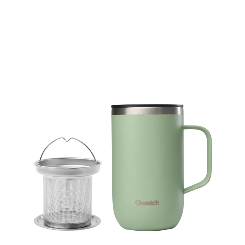 Mug Tisanière Isotherme Vert Tilleul 470 ml, Qwetch