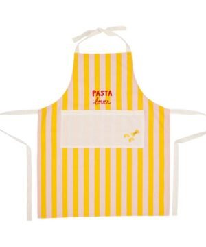 Tablier Brodé Kitchfun Jaune Rose 73 x 90 cm, Yliades