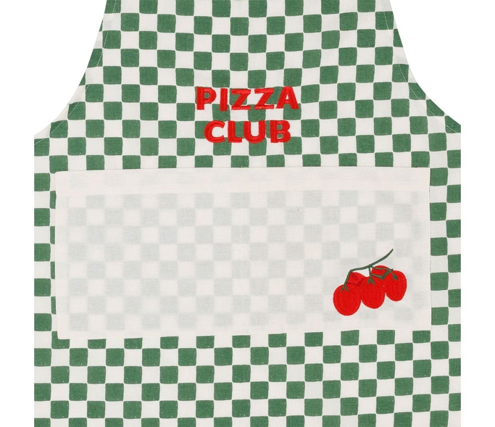 Tablier Brodé Kitchfun Vert Écru 73 x 90 cm, Yliades – Image 2