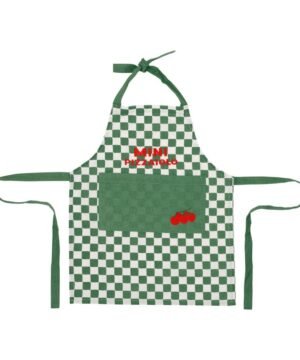 Tablier Enfant Brodé Kitchfun Vert Écru 46 x 55 cm, Yliades