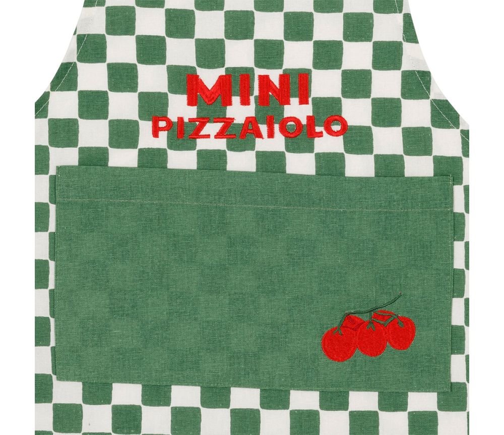 Tablier Enfant Brodé Kitchfun Vert Écru 46 x 55 cm, Yliades – Image 2