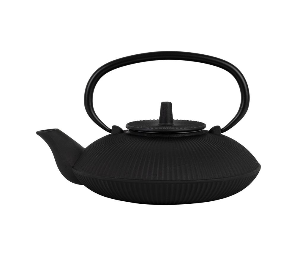 Théière Plate + Filtre Brin Noire 75 cl en Fonte, Yliades