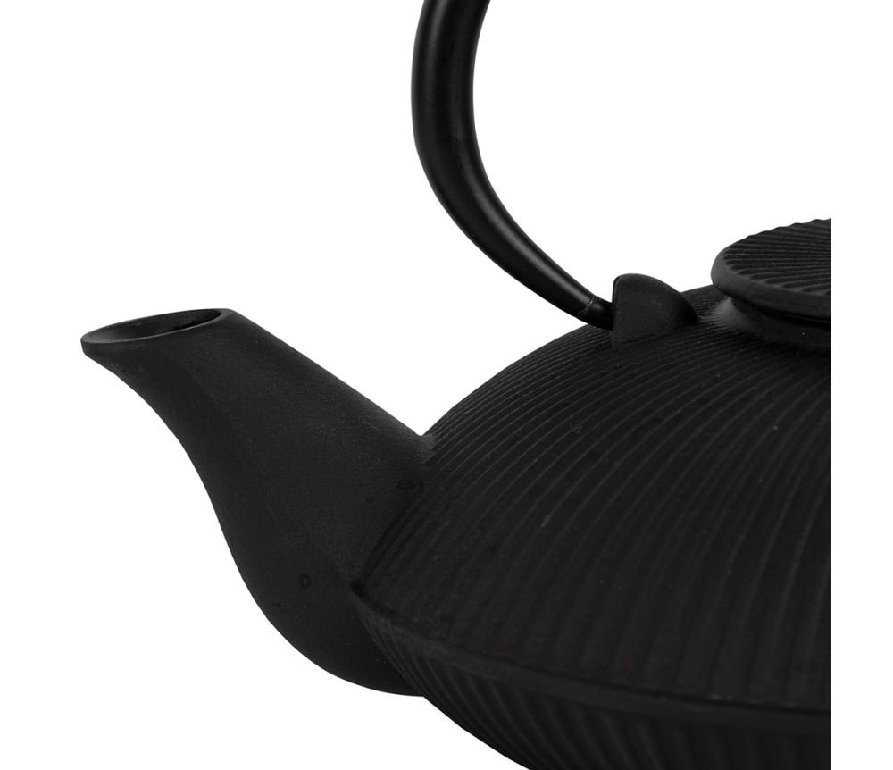 Théière Plate + Filtre Brin Noire 75 cl en Fonte, Yliades – Image 2
