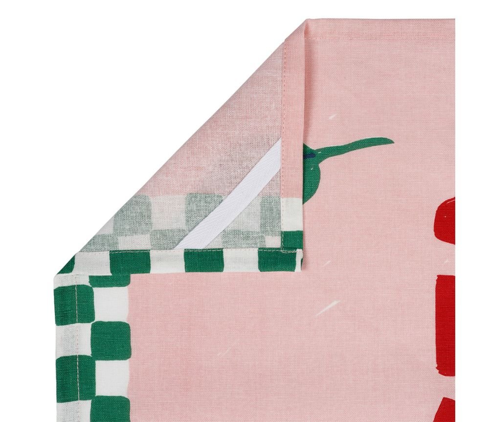 Lot de 2 Torchons Brodés Pasta Rose Jaune 50 x 70 cm, Yliades – Image 2