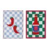 Lot de 2 Torchons Piment Rouge Bleu Ciel Vert 50 x 70 cm, Yliades