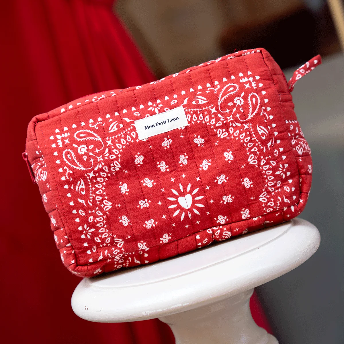 Trousse de Toilette Bandana cherry, Mon Petit Léon