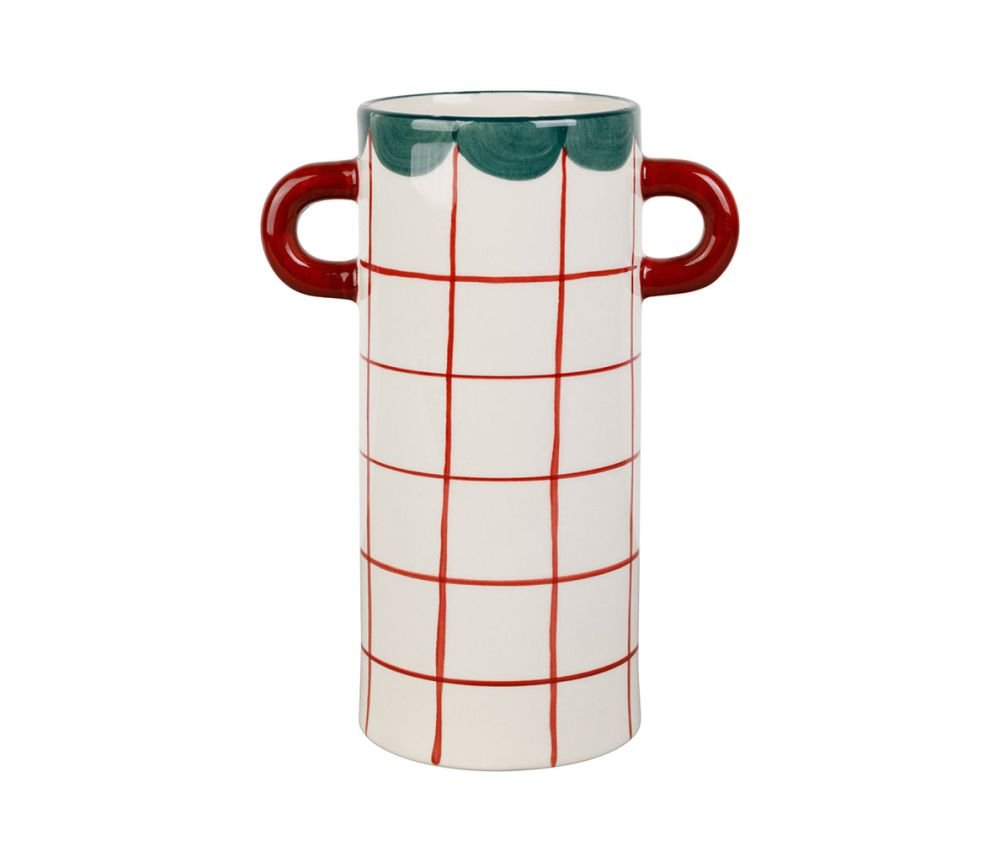 Vase 2 Anses Artist Émeraude Bordeaux 15 x 9 x H21 cm, Yliades